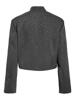 Noisy May NMELLIE RHINESTONE CROPPED JACKET F: Dark Grey Melange | Freewear NMELLIE RHINESTONE CROPPED JACKET F: - www.freewear.nl - Freewear