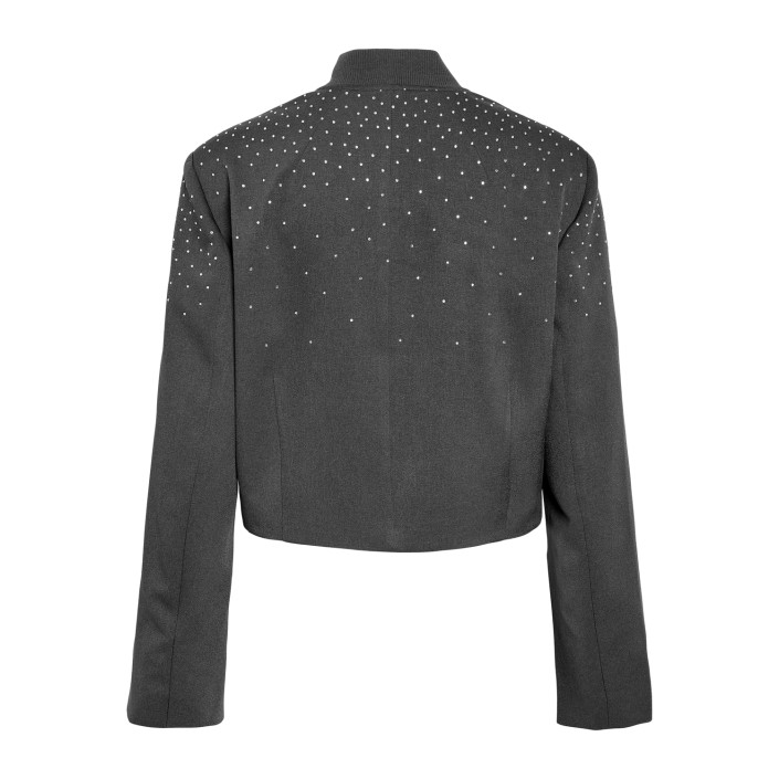 Noisy May NMELLIE RHINESTONE CROPPED JACKET F: Dark Grey Melange | Freewear NMELLIE RHINESTONE CROPPED JACKET F: - www.freewear.nl - Freewear