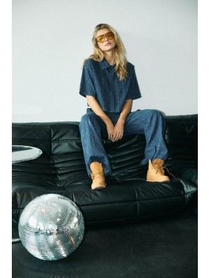 Noisy May NMAMALIE SEQUIN SHIRT Medium Blue Denim | Freewear NMAMALIE SEQUIN SHIRT - www.freewear.nl - Freewear