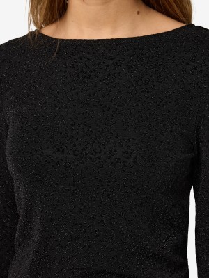 Noisy May NMGILLY L/S BOATNECK BELLSLEEVE TOP: Black/BLACK LUREX LEO | Freewear NMGILLY L/S BOATNECK BELLSLEEVE TOP: - www.freewear.nl - Freewear