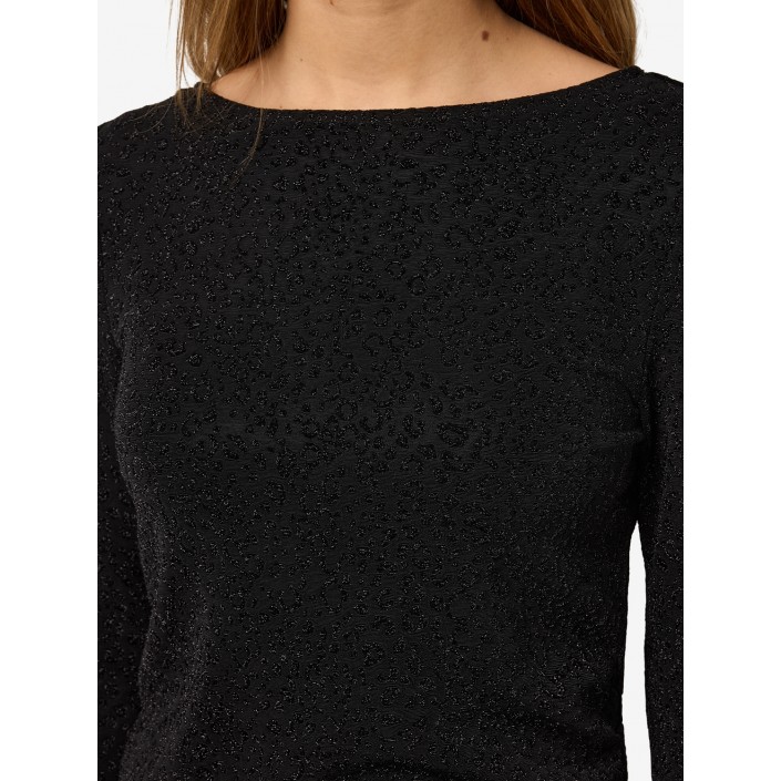 Noisy May NMGILLY L/S BOATNECK BELLSLEEVE TOP: Black/BLACK LUREX LEO | Freewear NMGILLY L/S BOATNECK BELLSLEEVE TOP: - www.freewear.nl - Freewear