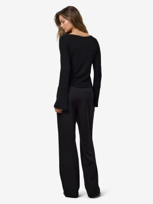 Noisy May NMGILLY L/S BOATNECK BELLSLEEVE TOP: Black/BLACK LUREX LEO | Freewear NMGILLY L/S BOATNECK BELLSLEEVE TOP: - www.freewear.nl - Freewear