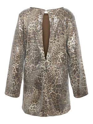 Noisy May NMJESSY L/S MINI SEQUIN DRESS JRS Silver Mink/LEO SEQUIN | Freewear NMJESSY L/S MINI SEQUIN DRESS JRS - www.freewear.nl - Freewear
