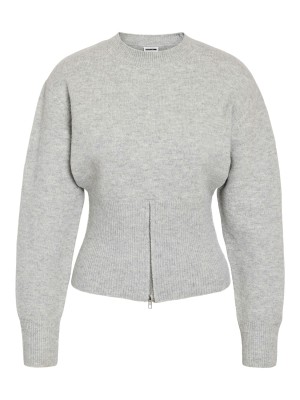 Noisy May NMSLOAN L/S O-NECK ZIP KNIT Light Grey Melange | Freewear NMSLOAN L/S O-NECK ZIP KNIT - www.freewear.nl - Freewear
