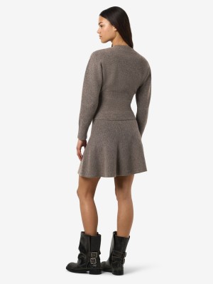 Noisy May NMSLOAN L/S O-NECK ZIP KNIT Morel/melange | Freewear NMSLOAN L/S O-NECK ZIP KNIT - www.freewear.nl - Freewear