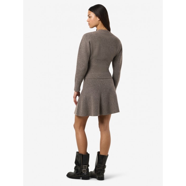 Noisy May NMSLOAN L/S O-NECK ZIP KNIT Morel/melange | Freewear NMSLOAN L/S O-NECK ZIP KNIT - www.freewear.nl - Freewear