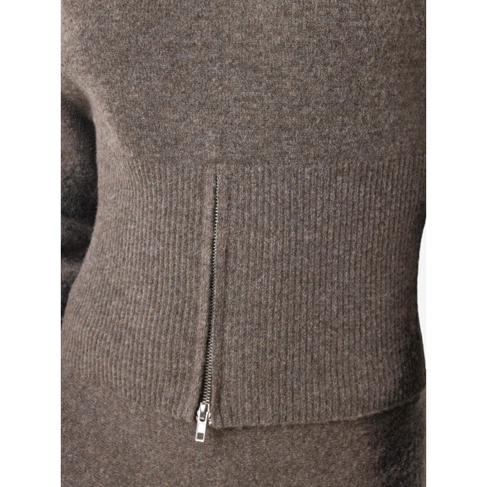 Noisy May NMSLOAN L/S O-NECK ZIP KNIT Morel/melange | Freewear NMSLOAN L/S O-NECK ZIP KNIT - www.freewear.nl - Freewear