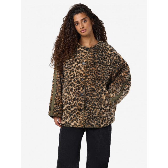 Noisy May NMFELINE LOOSE TEDDY JACKET FWD Birch/LEO | Freewear NMFELINE LOOSE TEDDY JACKET FWD - www.freewear.nl - Freewear