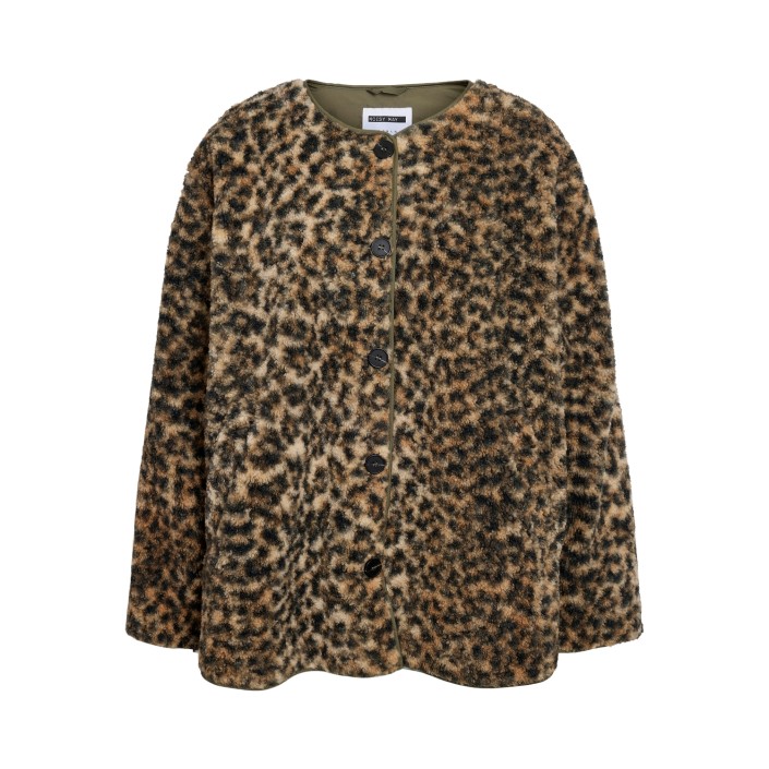 Noisy May NMFELINE LOOSE TEDDY JACKET FWD Birch/LEO | Freewear NMFELINE LOOSE TEDDY JACKET FWD - www.freewear.nl - Freewear