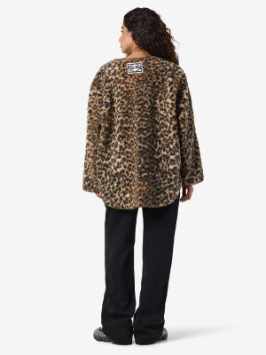 Noisy May NMFELINE LOOSE TEDDY JACKET FWD Birch/LEO | Freewear NMFELINE LOOSE TEDDY JACKET FWD - www.freewear.nl - Freewear