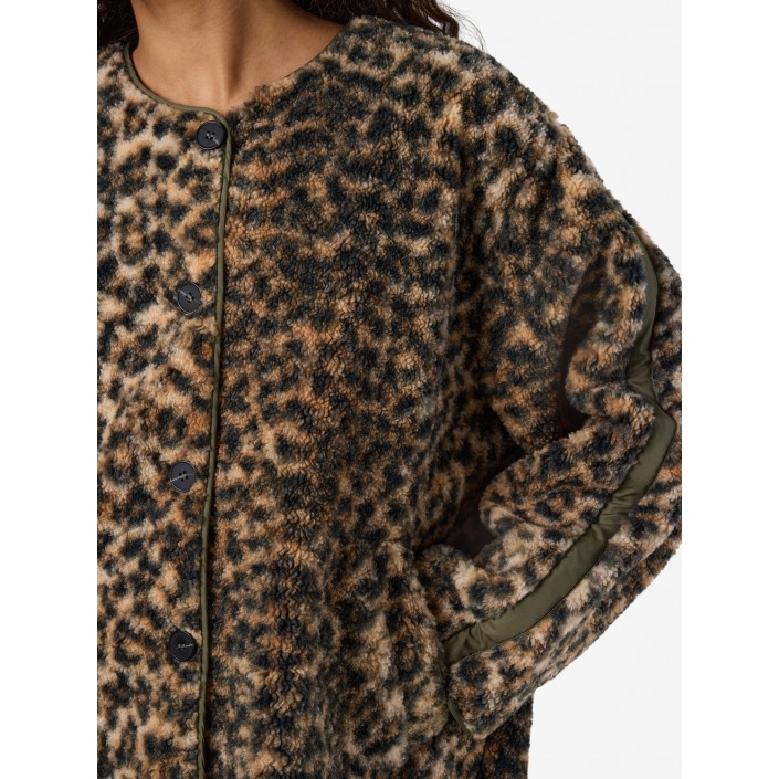 Noisy May NMFELINE LOOSE TEDDY JACKET FWD Birch/LEO | Freewear NMFELINE LOOSE TEDDY JACKET FWD - www.freewear.nl - Freewear