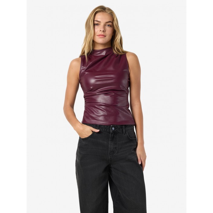 Noisy May NMDANDY PU S/L TOP Windsor Wine | Freewear NMDANDY PU S/L TOP - www.freewear.nl - Freewear