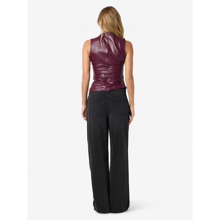 Noisy May NMDANDY PU S/L TOP Windsor Wine | Freewear NMDANDY PU S/L TOP - www.freewear.nl - Freewear