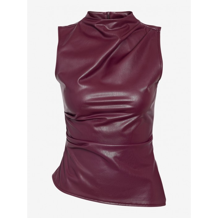Noisy May NMDANDY PU S/L TOP Windsor Wine | Freewear NMDANDY PU S/L TOP - www.freewear.nl - Freewear