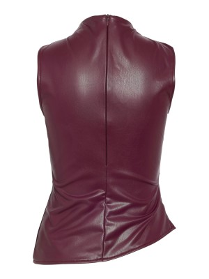 Noisy May NMDANDY PU S/L TOP Windsor Wine | Freewear NMDANDY PU S/L TOP - www.freewear.nl - Freewear