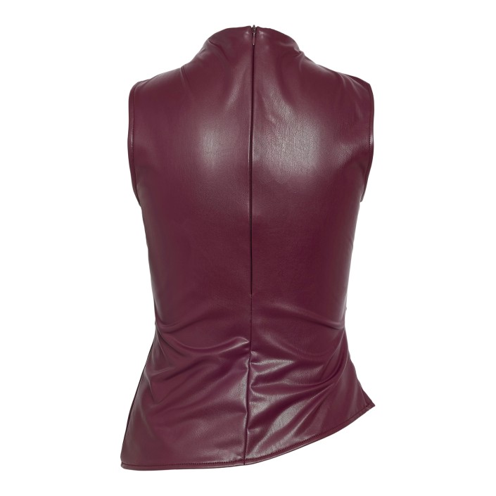 Noisy May NMDANDY PU S/L TOP Windsor Wine | Freewear NMDANDY PU S/L TOP - www.freewear.nl - Freewear
