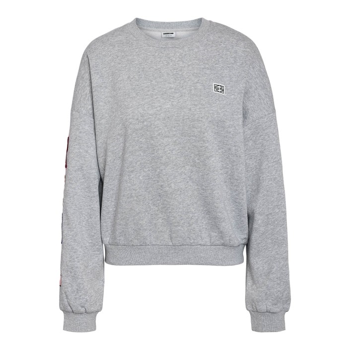Noisy May NMARYA L/S TEDDY SWEAT Light Grey Melange/REBL CLUB | Freewear NMARYA L/S TEDDY SWEAT - www.freewear.nl - Freewear