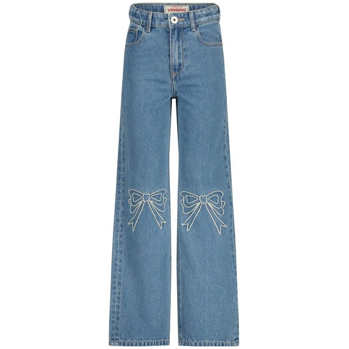 Vingino Cato Bow Jeans Mid Blue Wash | Freewear Cato Bow Jeans - www.freewear.nl - Freewear