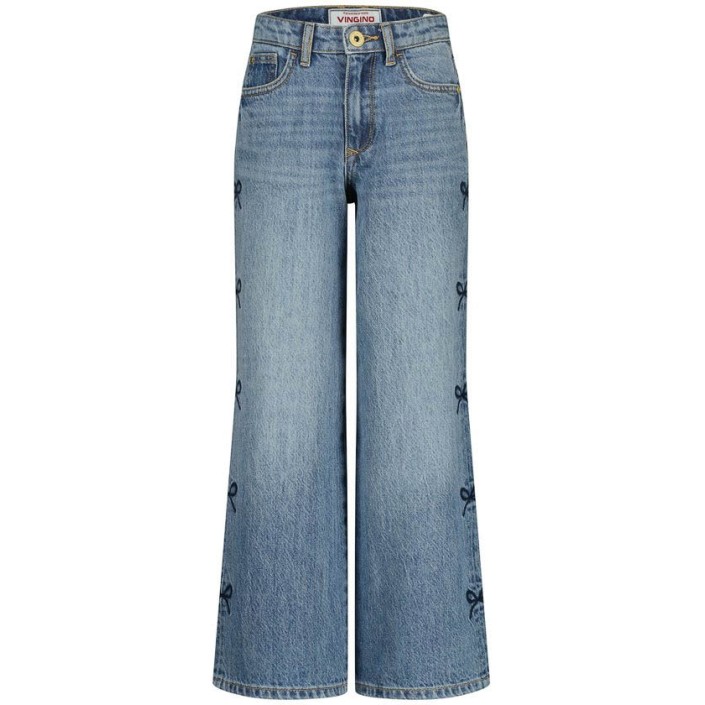 Vingino Cassie Bow Jeans pant Blue Vintage | Freewear Cassie Bow Jeans pant - www.freewear.nl - Freewear