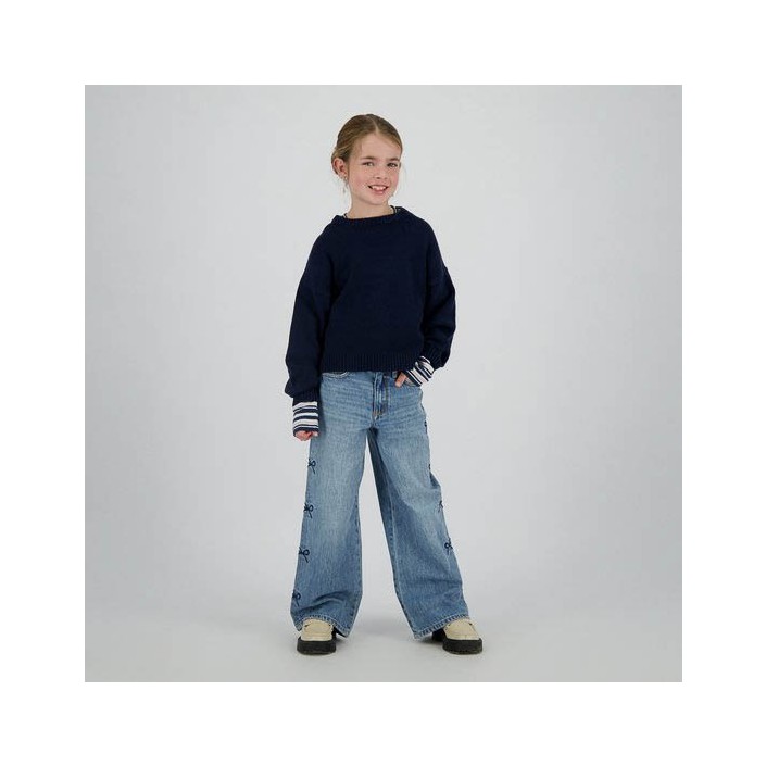 Vingino Cassie Bow Jeans pant Blue Vintage | Freewear Cassie Bow Jeans pant - www.freewear.nl - Freewear
