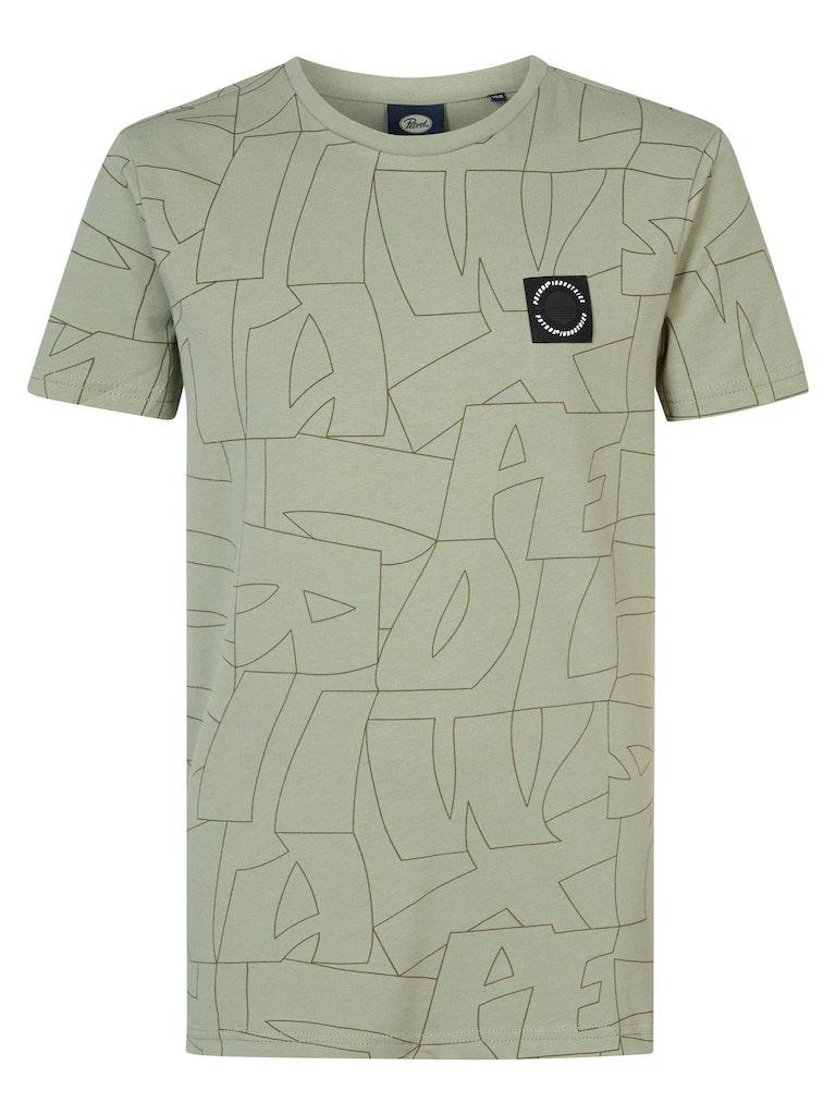 Petrol Industries - Jongens All-over Print T-shirt Shoreshift - Groen - Maat 152