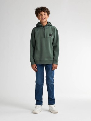 Petrol Industries Boys Sweater Hooded Zip Green Smoke | Freewear Boys Sweater Hooded Zip - www.freewear.nl - Freewear