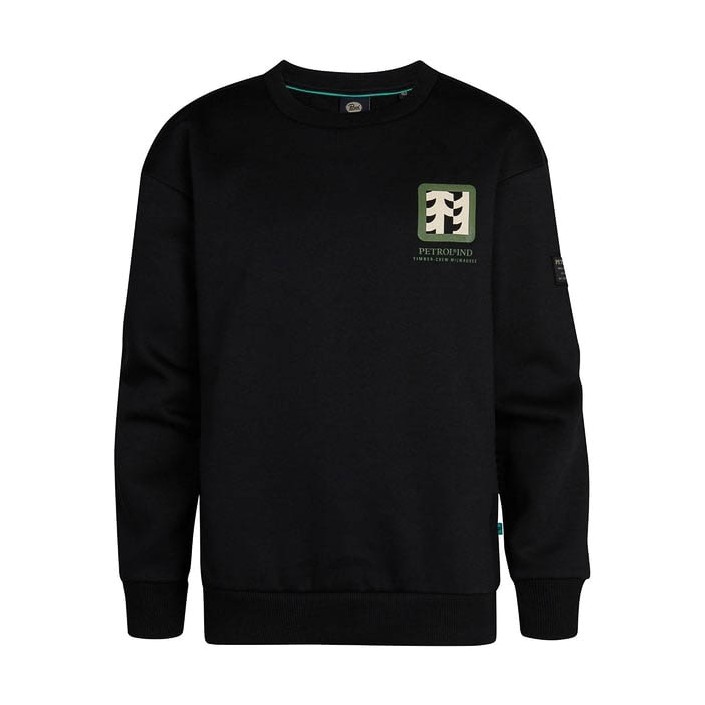 Petrol Industries Boys Sweater Round Neck Print Deep Black | Freewear Boys Sweater Round Neck Print - www.freewear.nl - Freewear