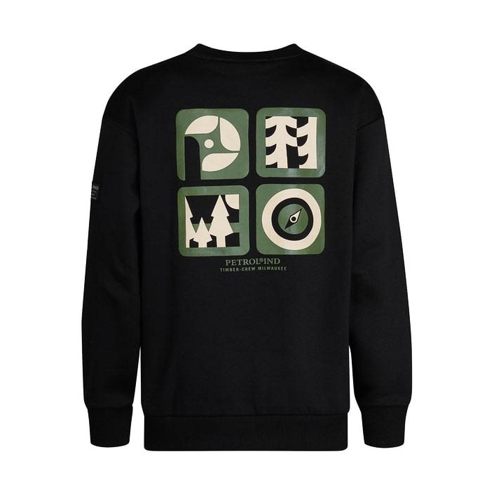 Petrol Industries Boys Sweater Round Neck Print Deep Black | Freewear Boys Sweater Round Neck Print - www.freewear.nl - Freewear