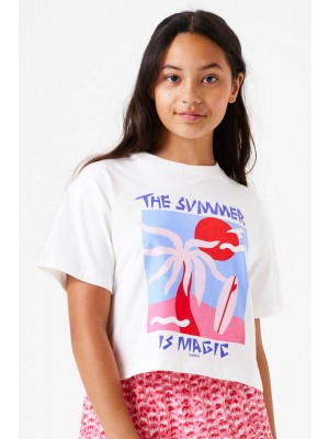 Garcia E52602_girls T-shirt ss 53-off white | Freewear E52602_girls T-shirt ss - www.freewear.nl - Freewear