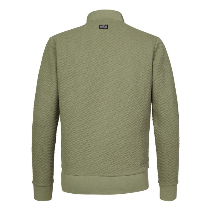 Petrol Industries Men Sweater Collar Zip Sage Green | Freewear Men Sweater Collar Zip - www.freewear.nl - Freewear