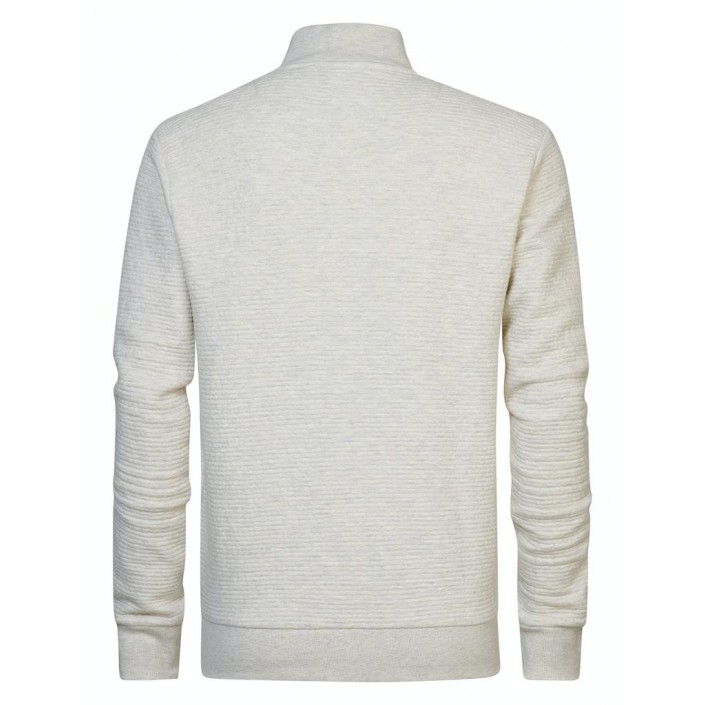 Petrol Industries Men Sweater Collar Zip Antique White Melee | Freewear Men Sweater Collar Zip - www.freewear.nl - Freewear