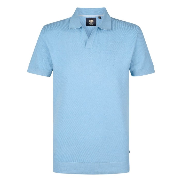 Petrol Industries Men Knitwear Polo Pale Blue | Freewear Men Knitwear Polo - www.freewear.nl - Freewear
