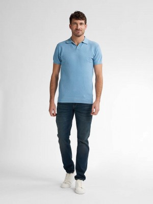Petrol Industries Men Knitwear Polo Pale Blue | Freewear Men Knitwear Polo - www.freewear.nl - Freewear