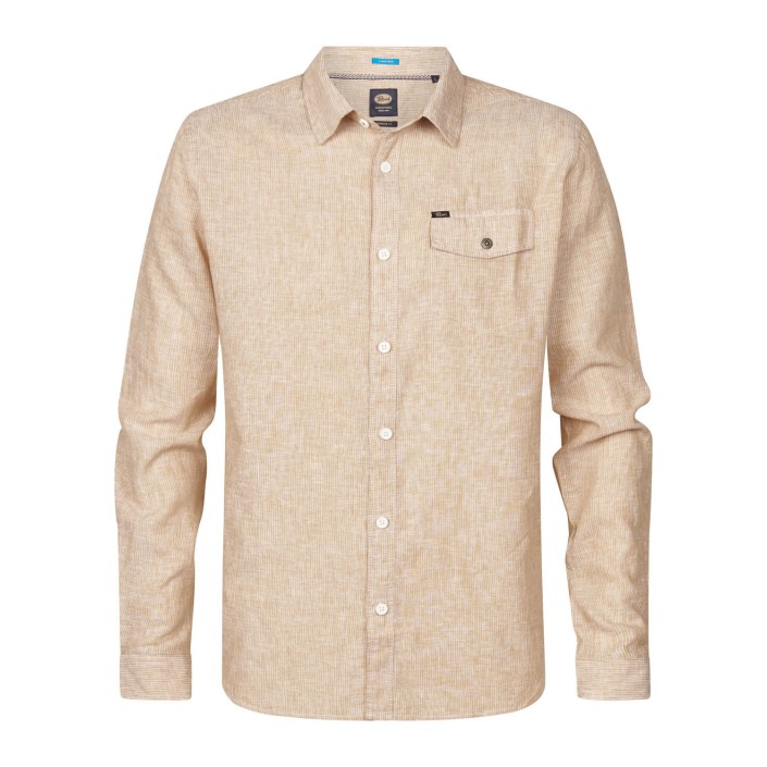 Petrol Industries Men Shirt Long Sleeve Uni Cappuccino | Freewear Men Shirt Long Sleeve Uni - www.freewear.nl - Freewear