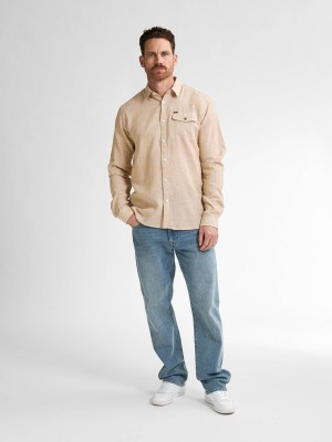 Petrol Industries Men Shirt Long Sleeve Uni Cappuccino | Freewear Men Shirt Long Sleeve Uni - www.freewear.nl - Freewear