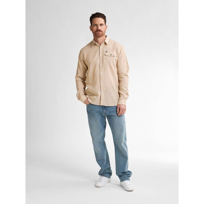Petrol Industries Men Shirt Long Sleeve Uni Cappuccino | Freewear Men Shirt Long Sleeve Uni - www.freewear.nl - Freewear