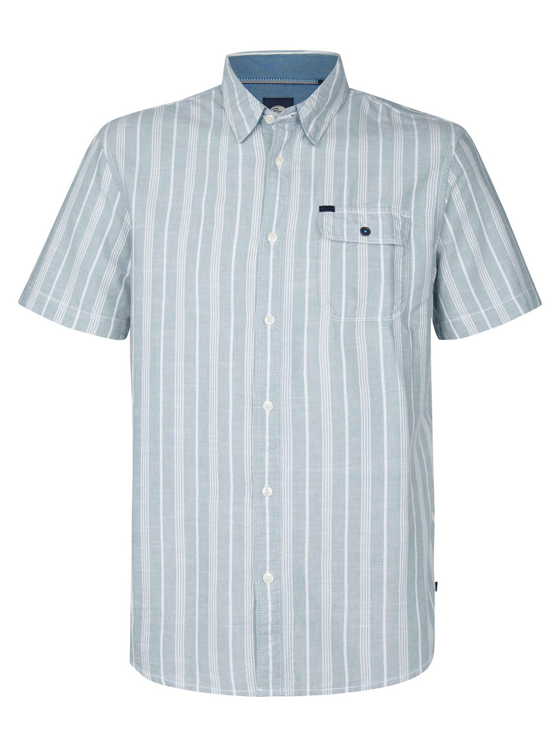 Petrol Industries - Heren Gestreept Overhemd Turtlevista - Blauw - Maat M