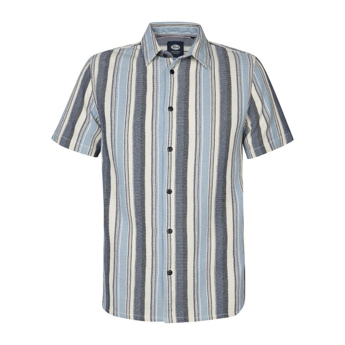 Petrol Industries Men Shirt Short Sleeve AOP Navy Blue | Freewear Men Shirt Short Sleeve AOP - www.freewear.nl - Freewear