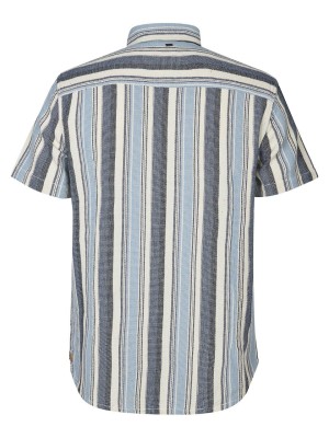 Petrol Industries Men Shirt Short Sleeve AOP Navy Blue | Freewear Men Shirt Short Sleeve AOP - www.freewear.nl - Freewear