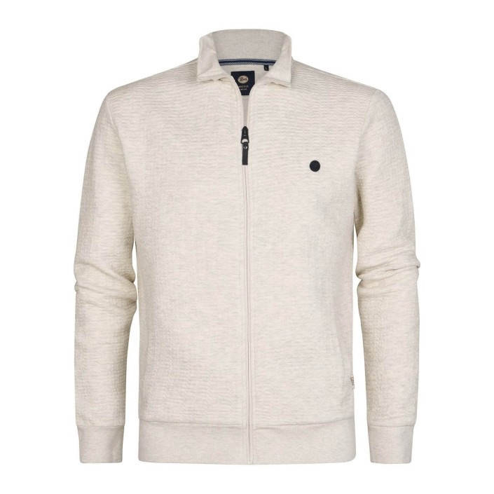 Petrol Industries Men Sweater Collar Zip Antique White Melee | Freewear Men Sweater Collar Zip - www.freewear.nl - Freewear