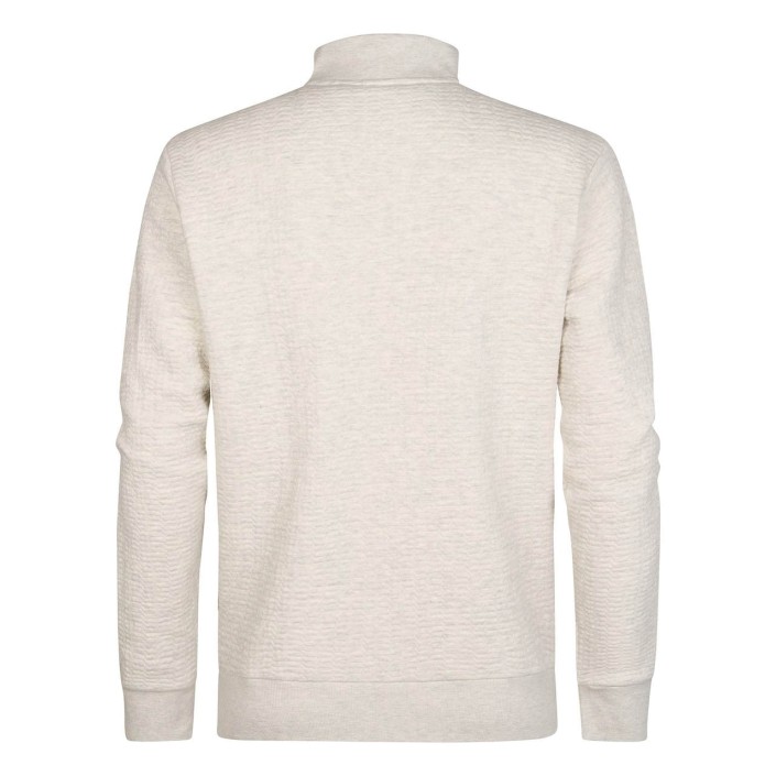 Petrol Industries Men Sweater Collar Zip Antique White Melee | Freewear Men Sweater Collar Zip - www.freewear.nl - Freewear