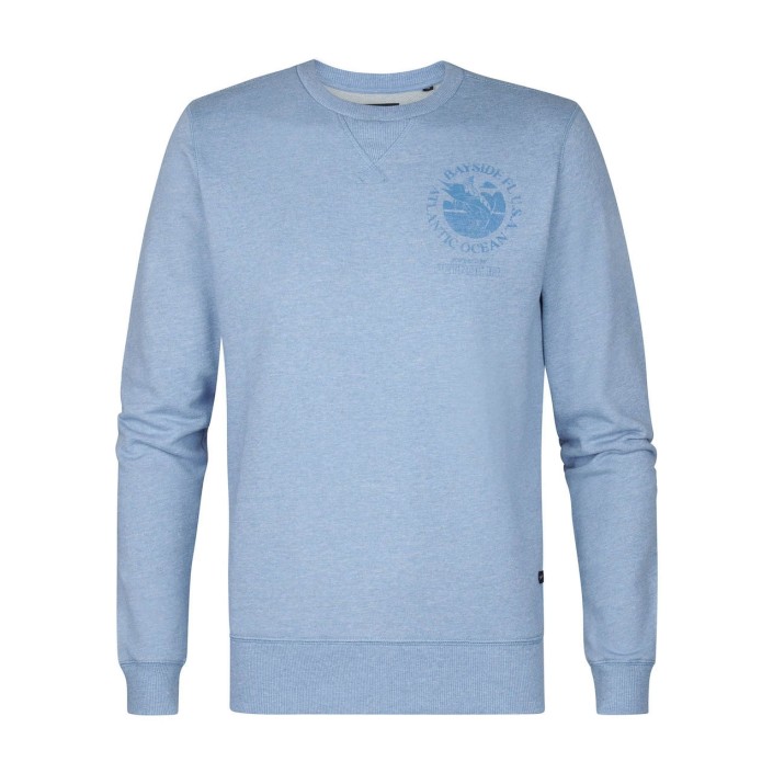 Petrol Industries Men Sweater Round Neck Pale Blue | Freewear Men Sweater Round Neck - www.freewear.nl - Freewear