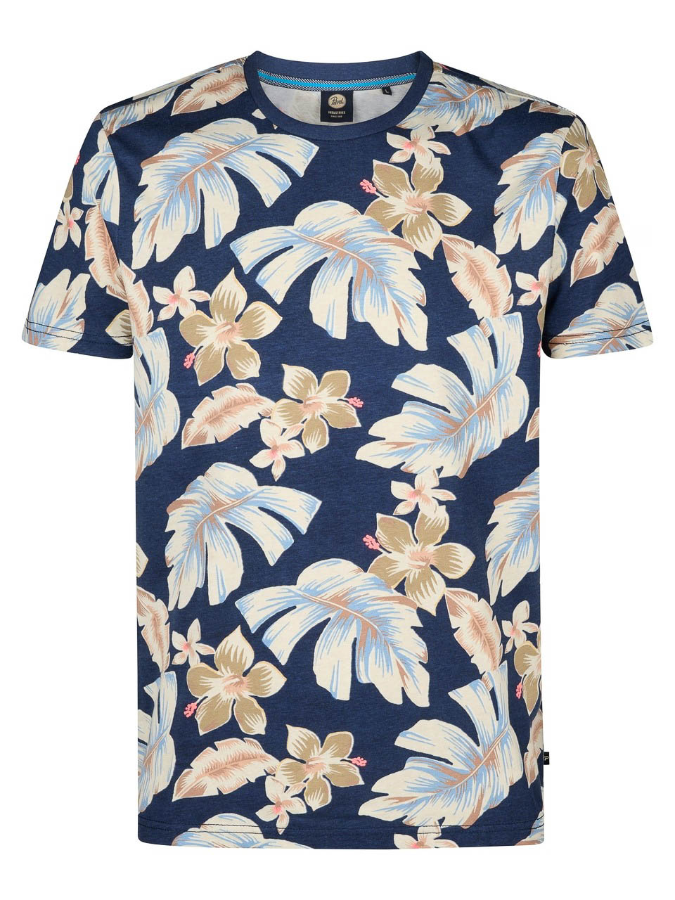 Petrol Industries - Heren All-over Print T-shirt Hibiscus - Blauw - Maat XXL
