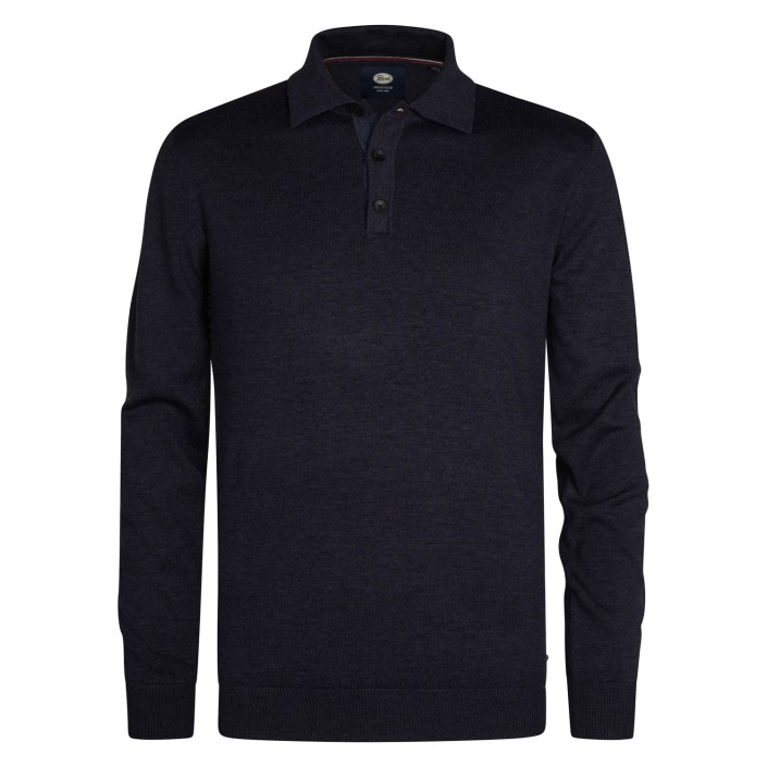Petrol Industries Men Knitwear Polo Royal Navy | Freewear Men Knitwear Polo - www.freewear.nl - Freewear