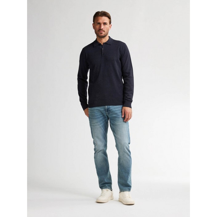 Petrol Industries Men Knitwear Polo Royal Navy | Freewear Men Knitwear Polo - www.freewear.nl - Freewear