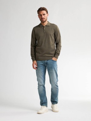 Petrol Industries Men Knitwear Polo Mossy Stone | Freewear Men Knitwear Polo - www.freewear.nl - Freewear
