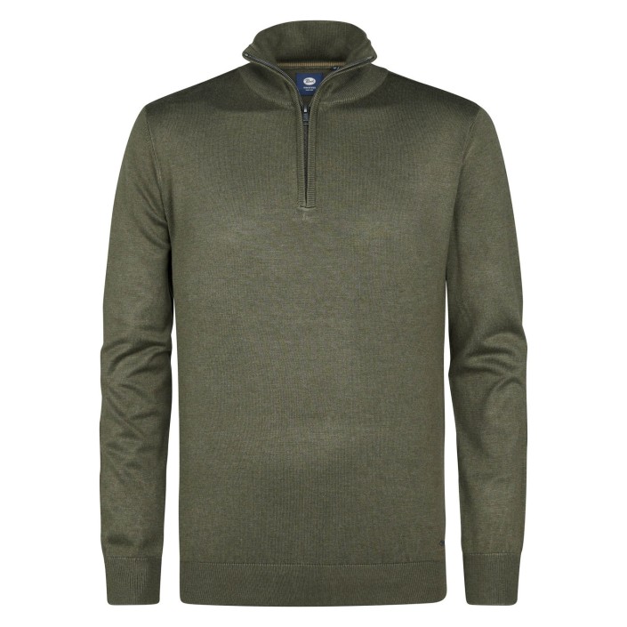 Petrol Industries Men Knitwear Collar Basic Mossy Stone | Freewear Men Knitwear Collar Basic - www.freewear.nl - Freewear