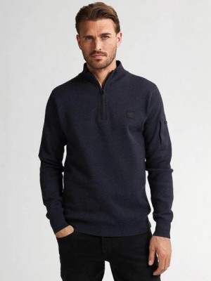 Petrol Industries Men Knitwear Collar Royal Navy | Freewear Men Knitwear Collar - www.freewear.nl - Freewear