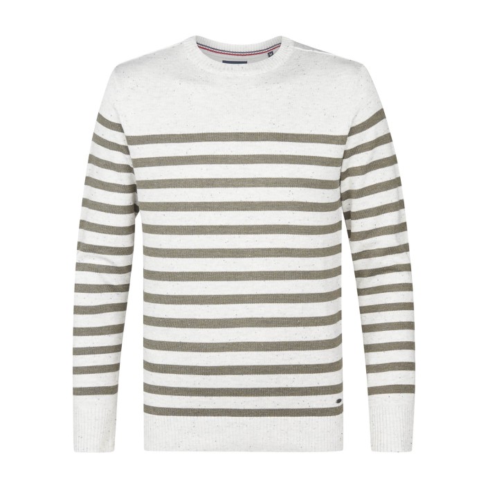 Petrol Industries Men Knitwear Round Neck Basic Antique White Melee | Freewear Men Knitwear Round Neck Basic - www.freewear.nl - Freewear