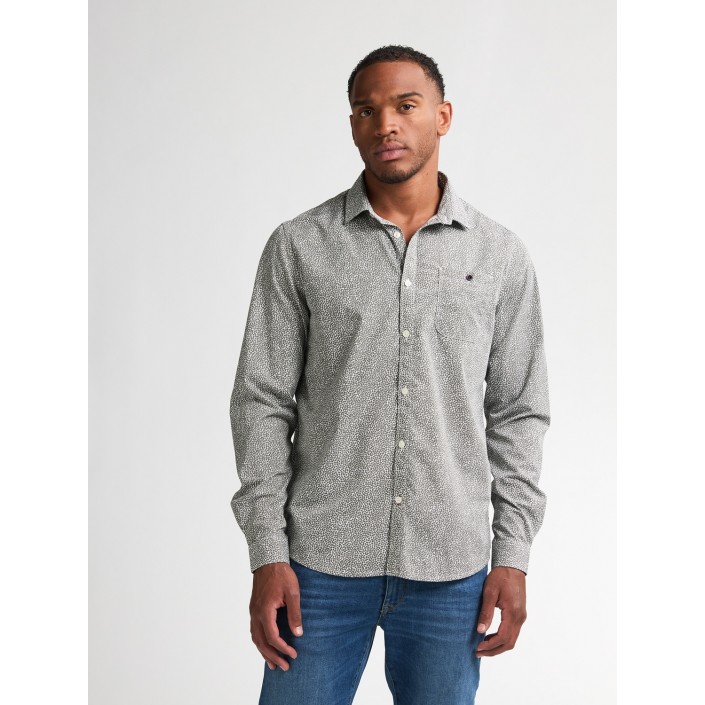 Petrol Industries Men Shirt Long Sleeve AOP Mossy Stone | Freewear Men Shirt Long Sleeve AOP - www.freewear.nl - Freewear